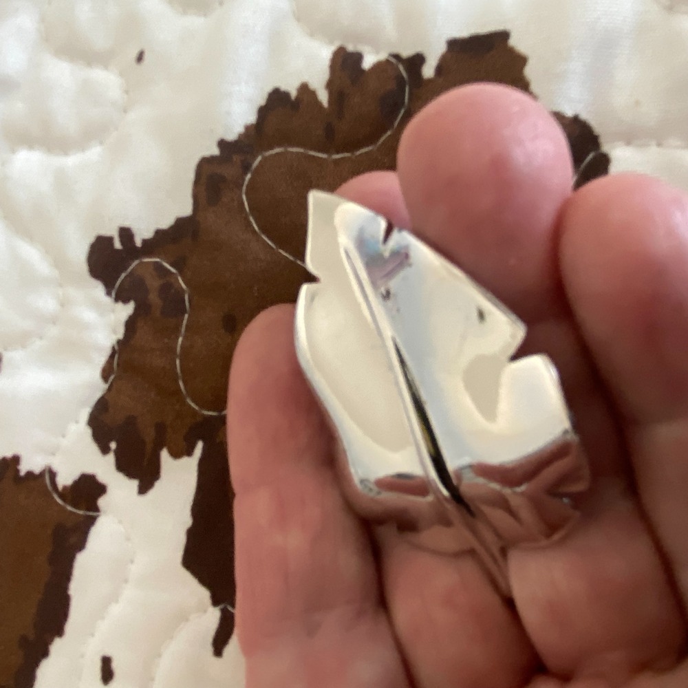 Vintage Crown Trifari Silver Tone Tropical Leaf Brooch Pin Botanical Jewelry